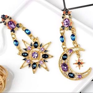 Gold and Purple Celestial Earrings